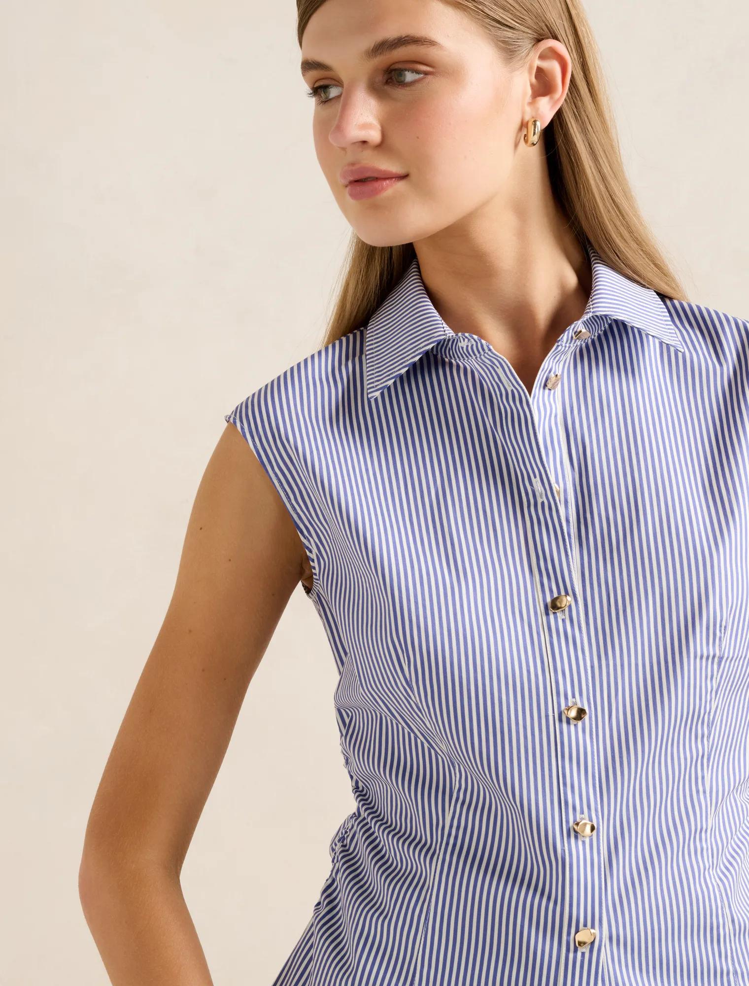 Nova Ruched Stripe Collared Top