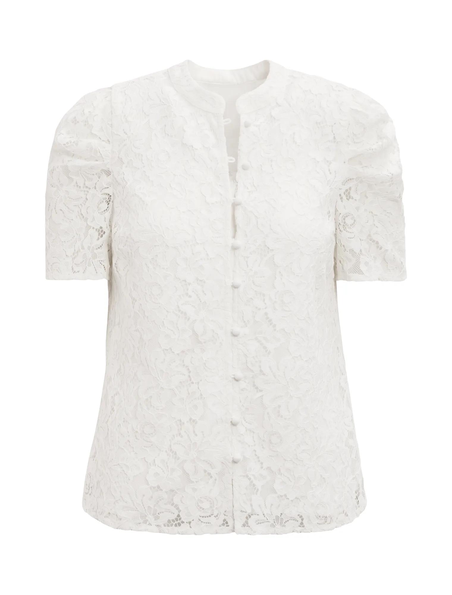 Lina Short Sleeve Lace Blouse
