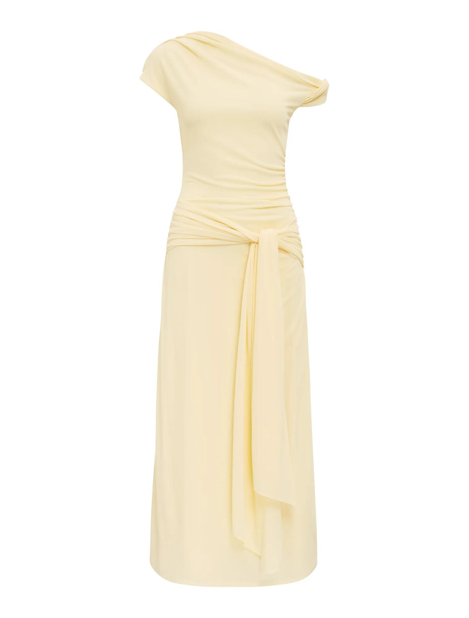 Piper Draped Tie Mesh Midi Dress