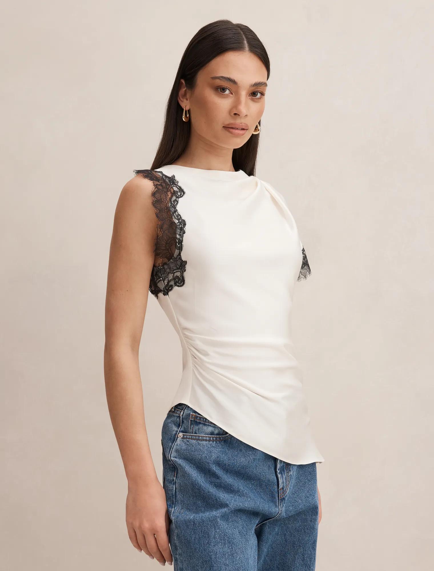 Dixie Asymmetric Lace Top