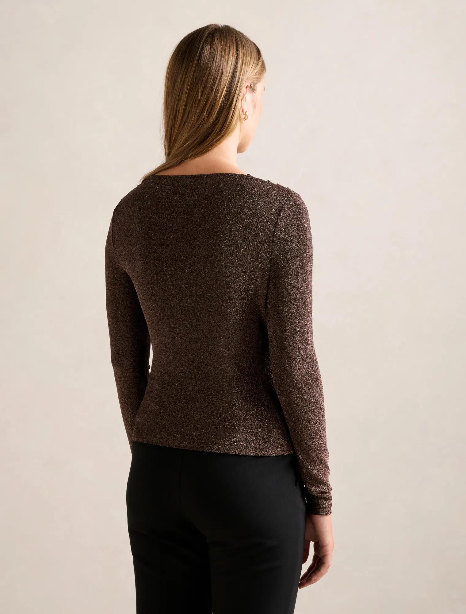 Roma Glitter Asym Neck Top