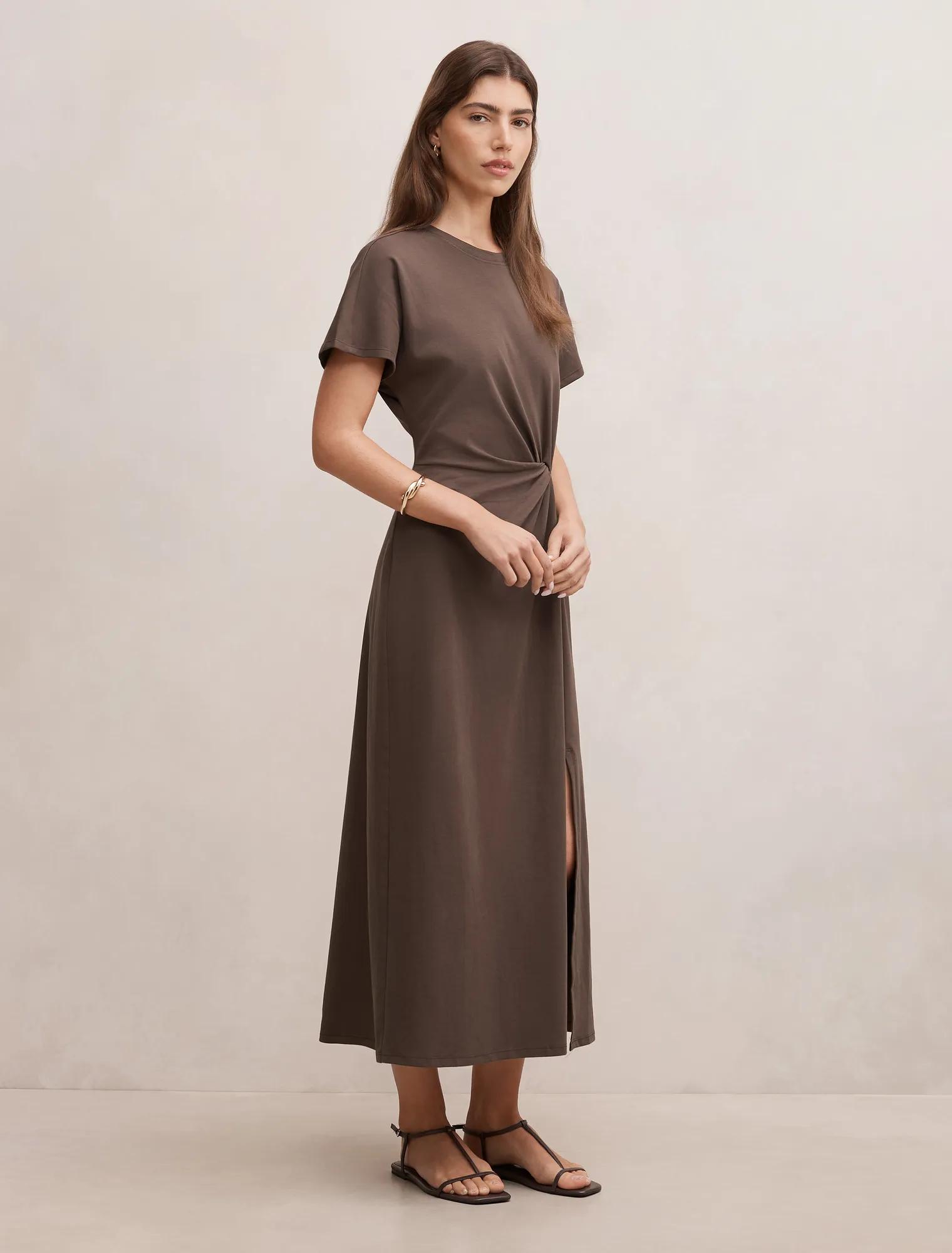 Rose T-Shirt Twist Midi Dress
