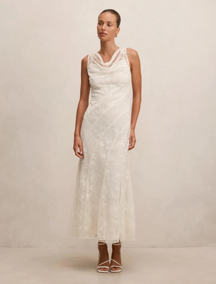 zara black velvet embroidered dress Tallulah Maxi Dress - Ivory/Nude main image 0