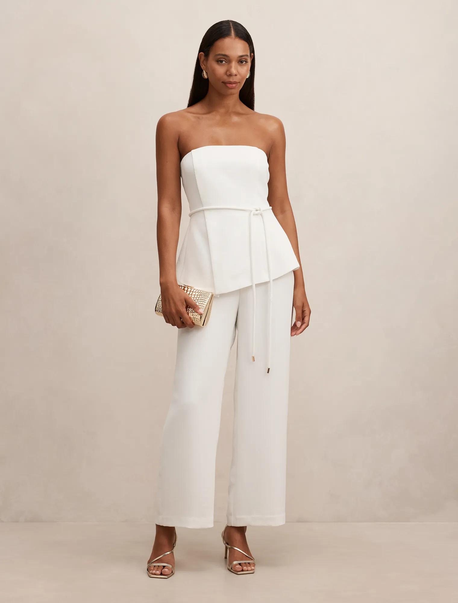 White Jumpsuit - Kehlani Strapless - Size 0 to 12 - Womens Jumpsuits