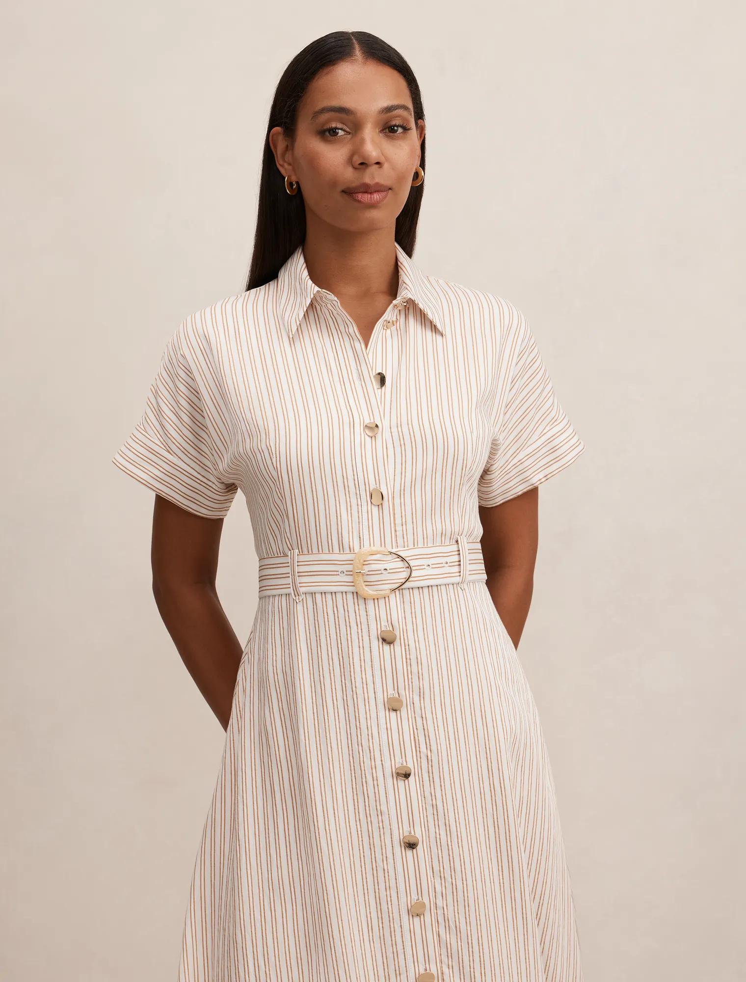 Emma Stripe Shirt Midi Dress