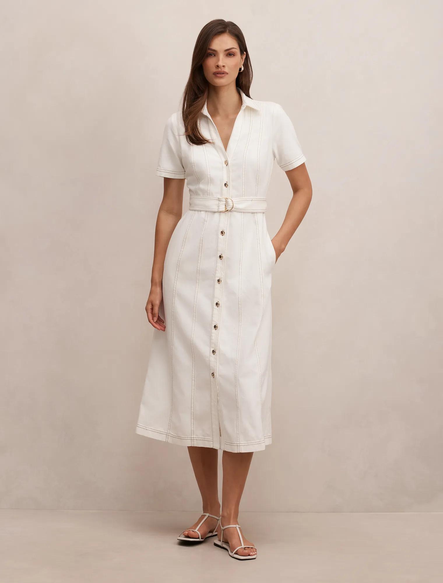 【JOHN nhoj】WHITE DENIM SHIRT DRESS Mavi Women's Avery Denim Shirt Dress In White Denim – Mavi Canada