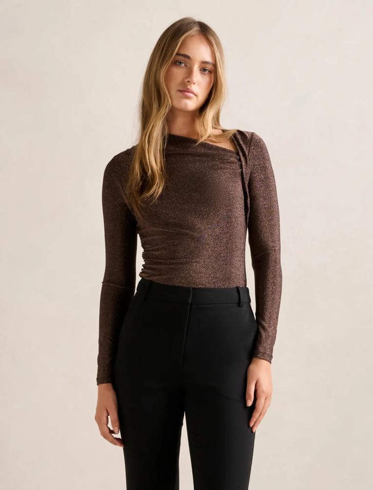 トップス and mary Nana ribbon oneshoulder tops ANDMARY】Nana ribbon oneshoulder tops