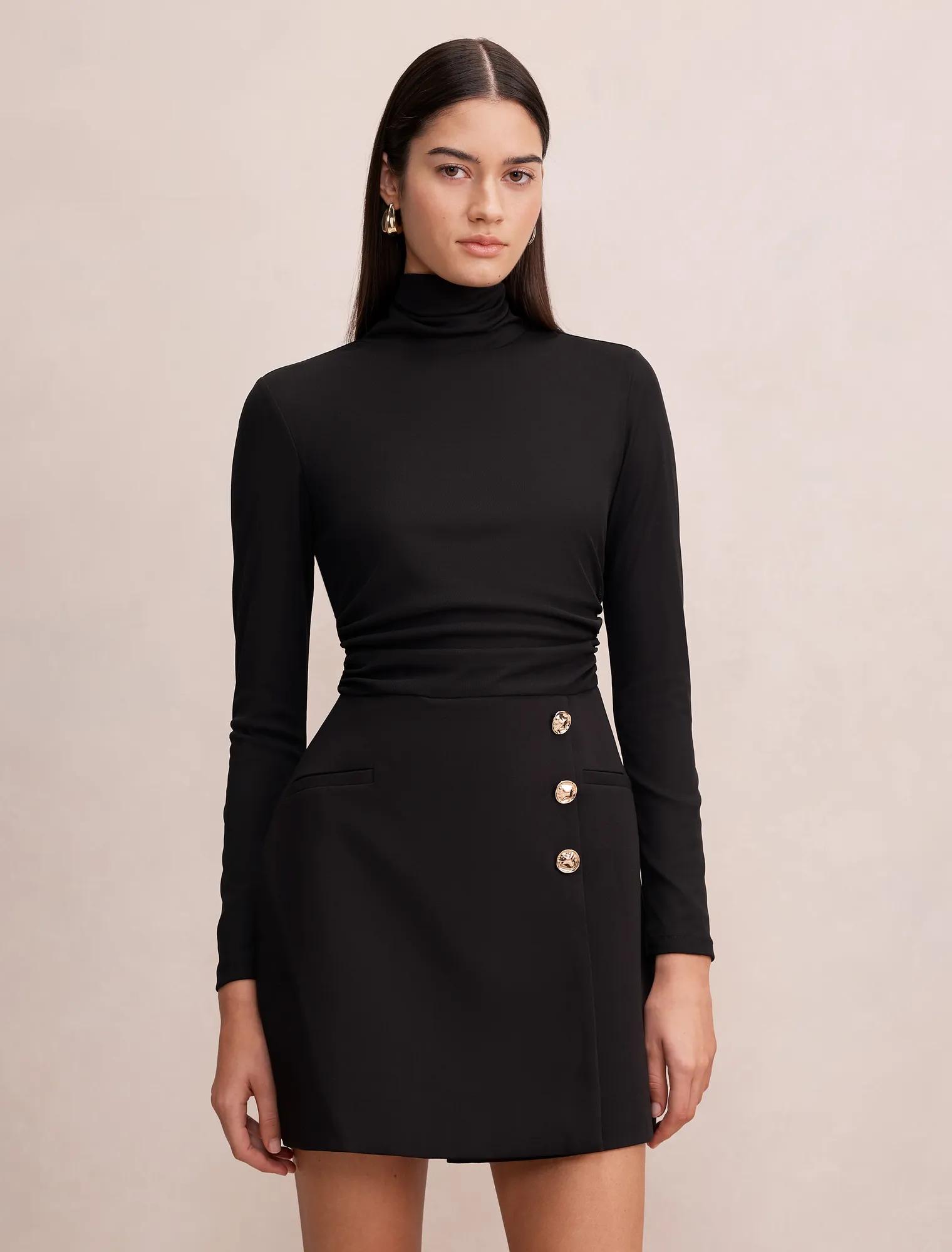 Forever New Women's Bronwyn 2-in-1 Wrap Mini Dress in Black, Size 16 Polyester/Bodice/Polyester