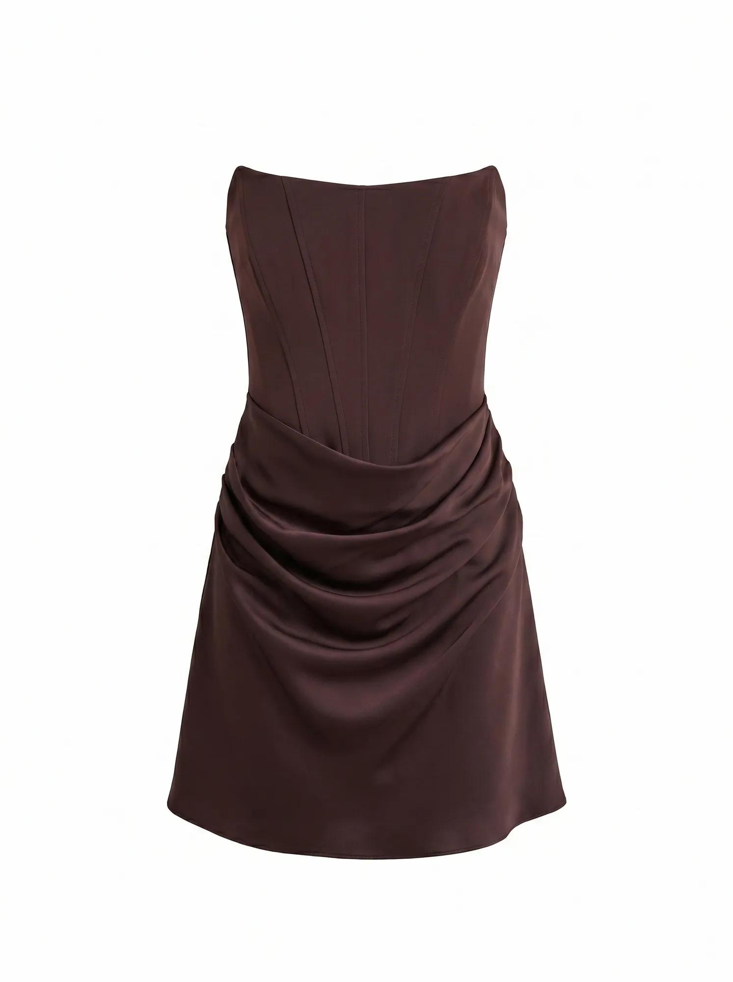 Isra Petite Drape Strapless Mini