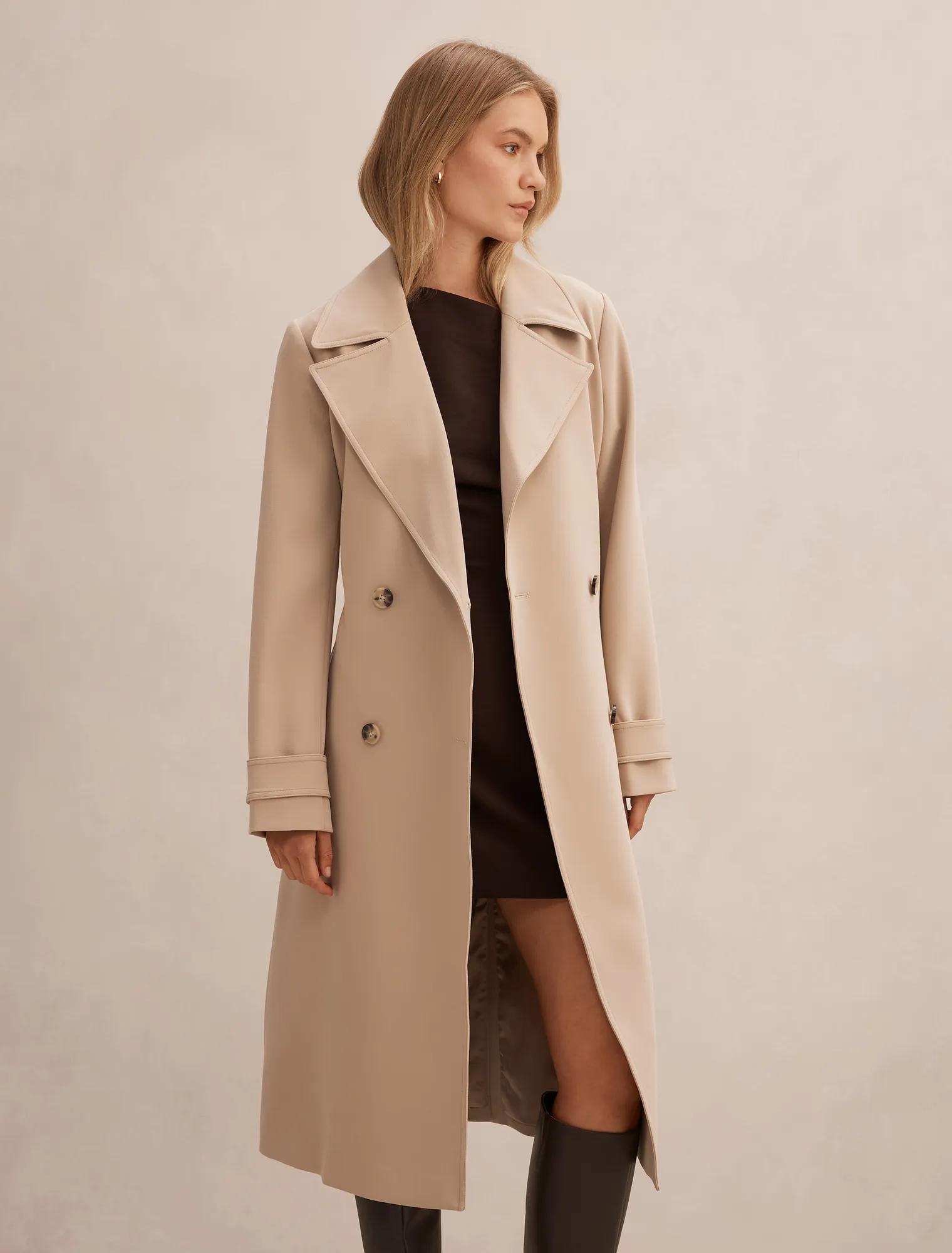 beige v neck dress Karen Millen Beige Camel Sleeveless Trench Midi Dress UK 6 – Reliked main image 0