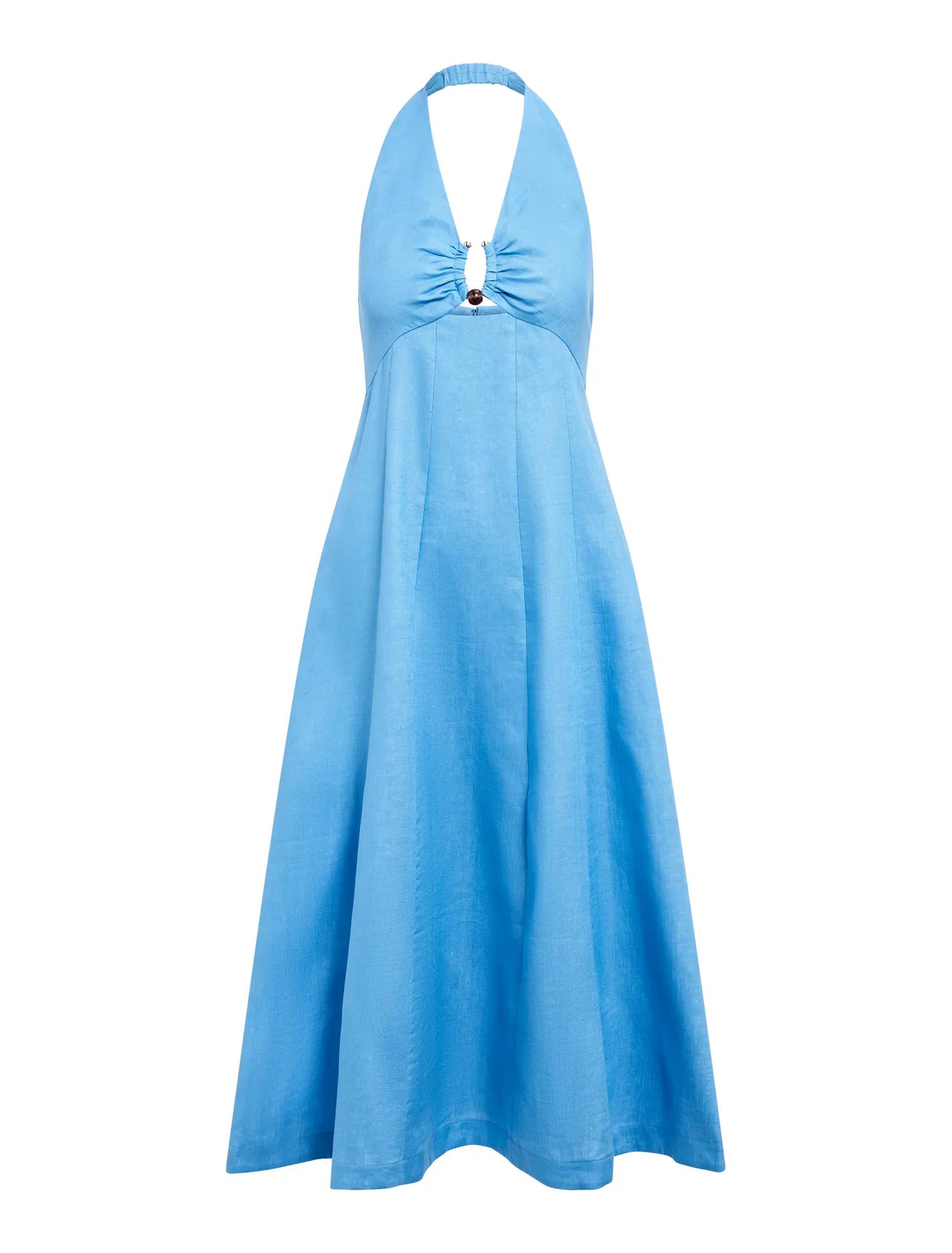 Angie Petite Halter Linen Midi