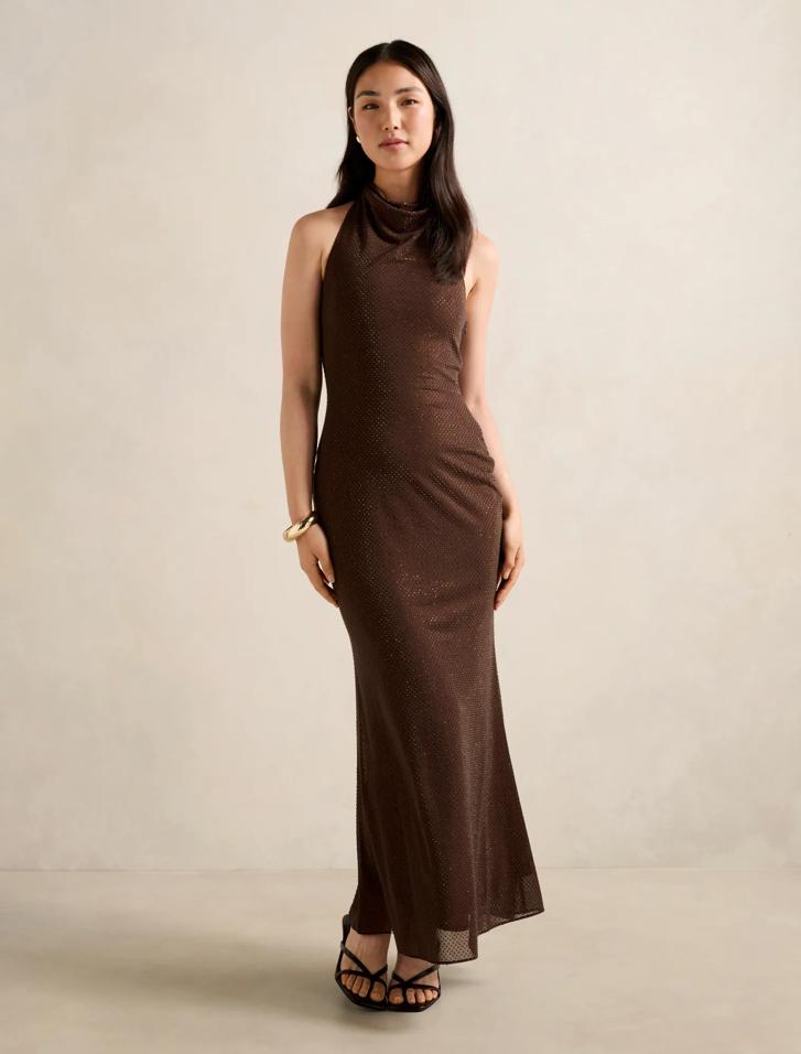 tahlia mini dress chocolate brown Brown Halter Neck Maternity Maxi Dress – PinkBlush