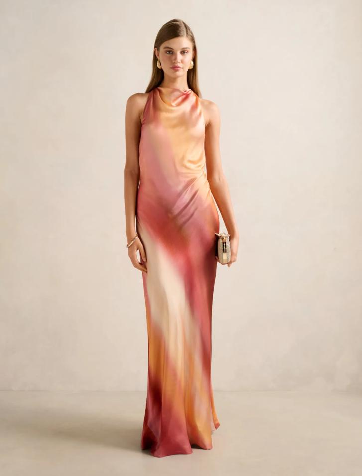 Andie Satin Backless Maxi Dress in Pink - Size 4 to 16 - Womens Maxi Dresses