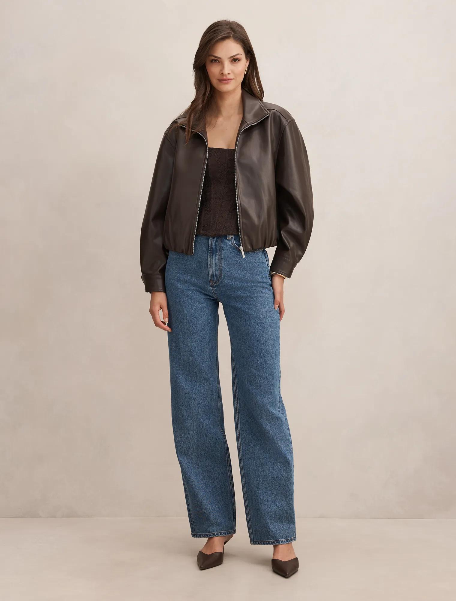 Julia PU Funnel Neck Jacket
