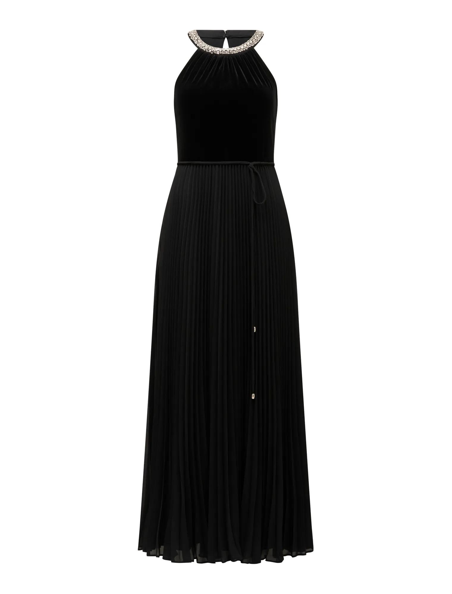 Gwen Halter Neck Pleat Midi Dress