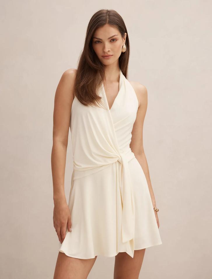 aaliyah satin mini dress Yellow Mini Dress - Aaliyah Wrap - Size 0 to 12