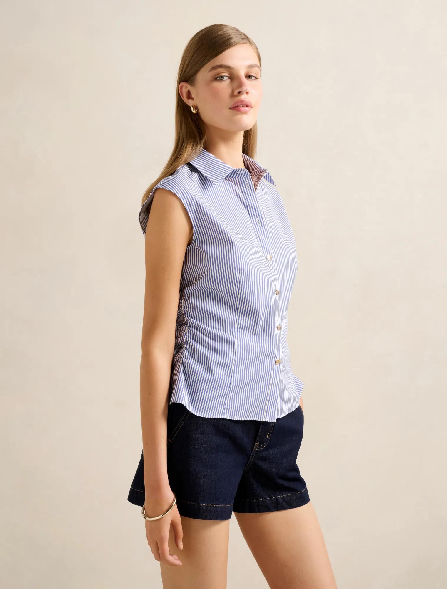 Nova Ruched Stripe Collared Top