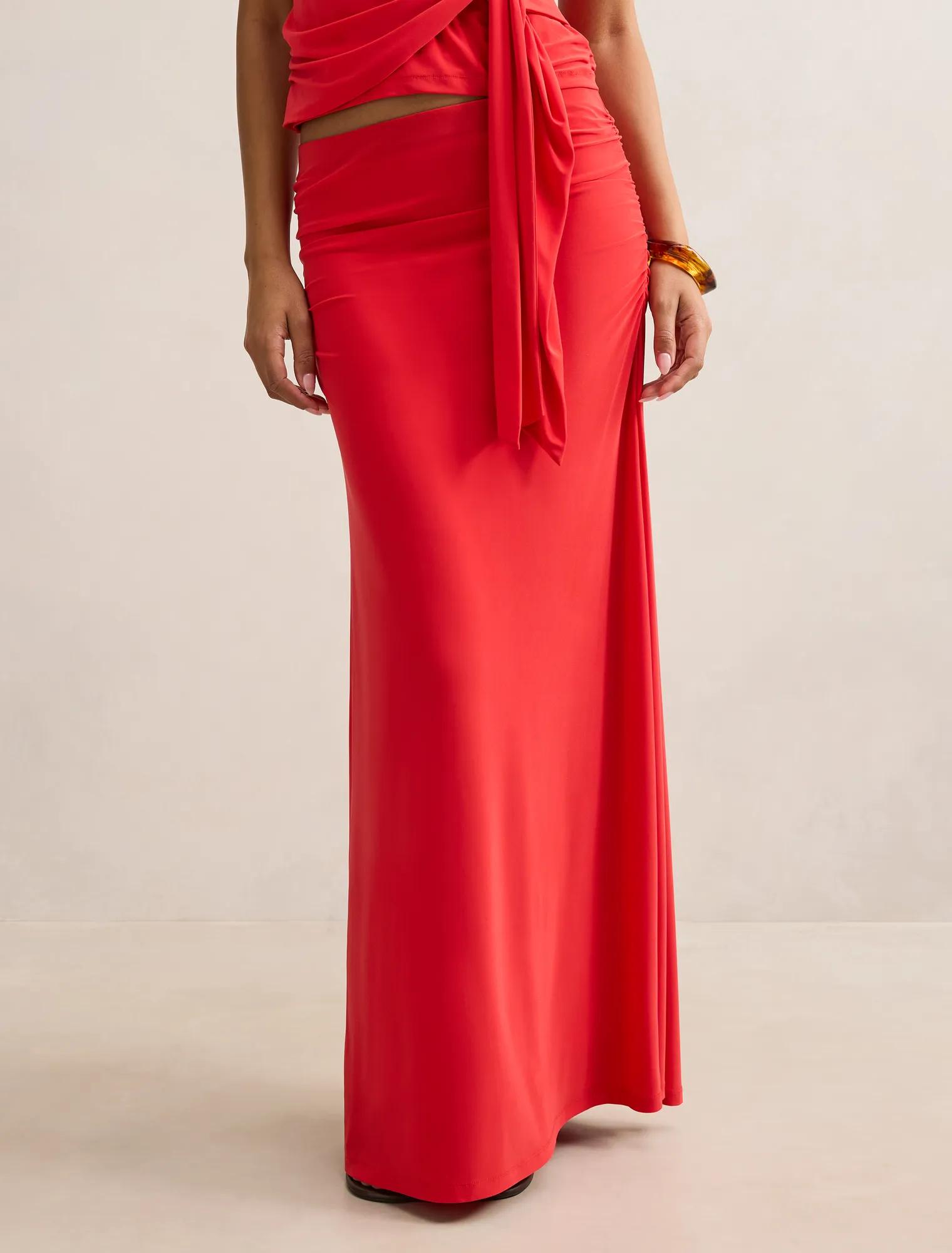 Mimi Flute Maxi Skirt in Red - Size 0 to 12 - Womens Maxi Skirts